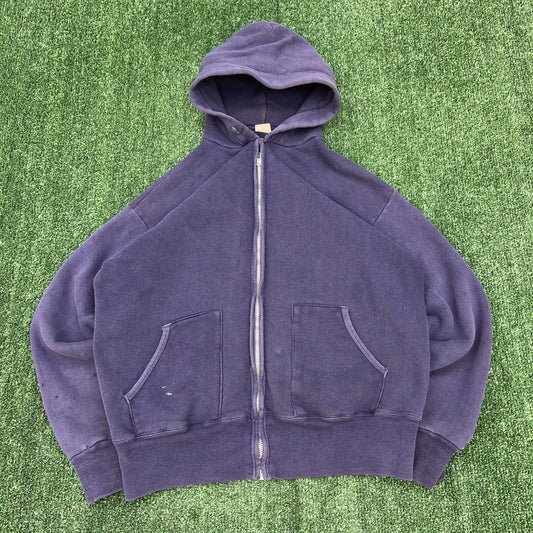 Vintage Sears Hoodie Men’s XL Navy Blue Faded Swift Zipper 50s 60s USA Boxy Fit