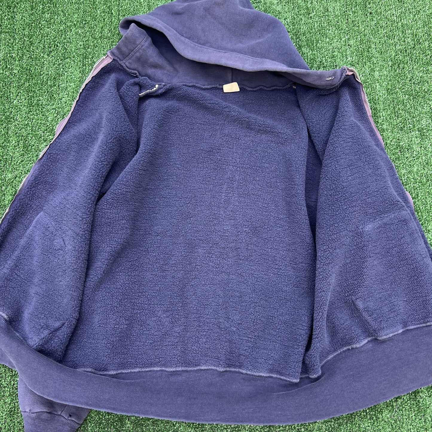 Vintage Sears Hoodie Men’s XL Navy Blue Faded Swift Zipper 50s 60s USA Boxy Fit